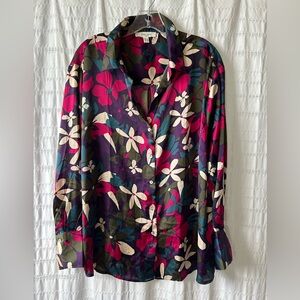 Haver & Blair Silky Floral Long Sleeve Blouse NWOT